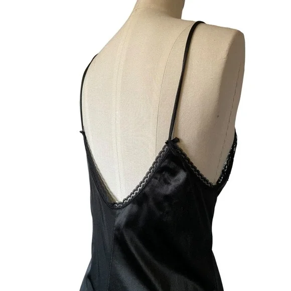 Vintage Fantasy Nightwear Lingerie Black Lace Slip Dress Goth Fairy Whimsygoth M - Picture 3 of 7